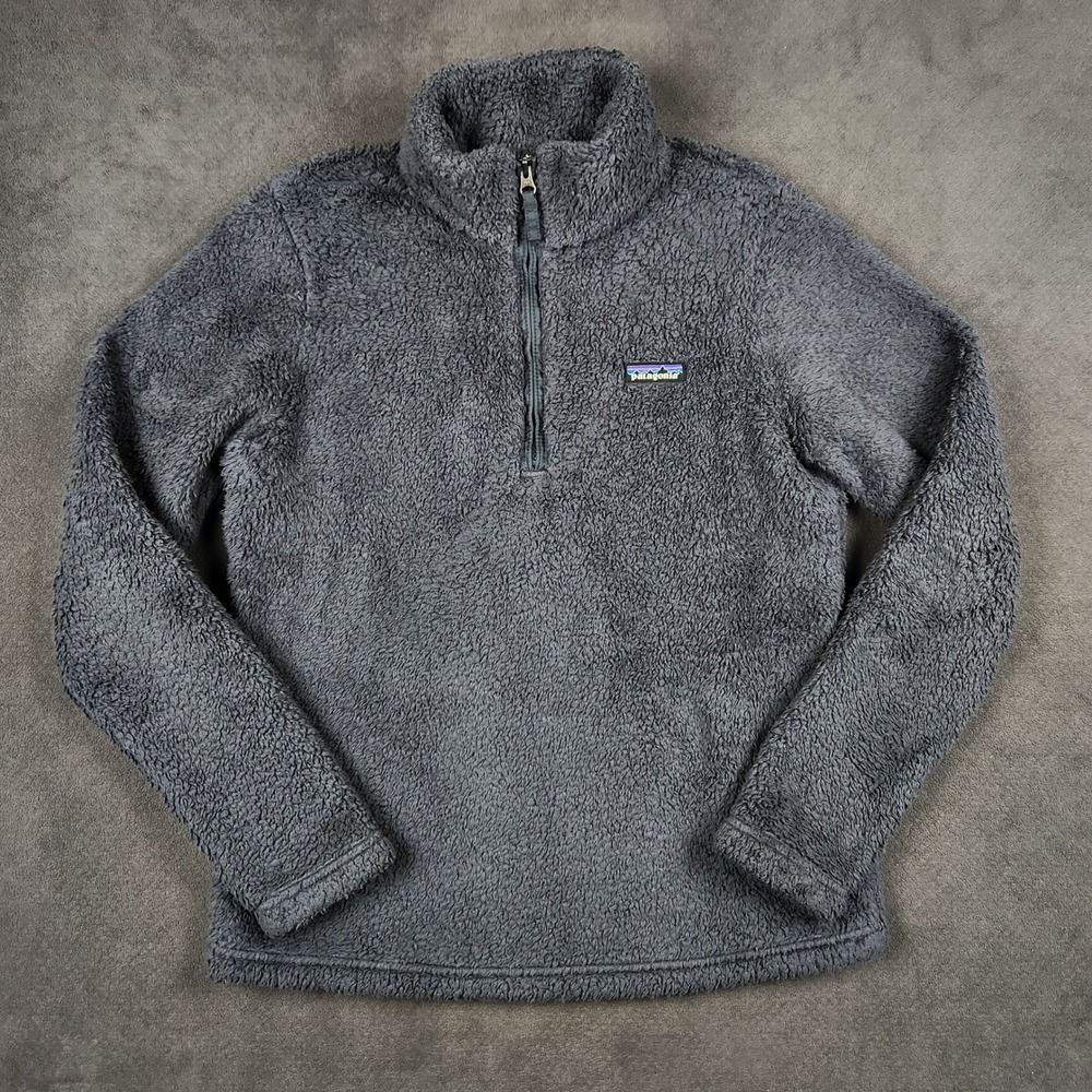 Patagonia Los Gatos 1/4 Zip Pullover Womens Medium Gray Smolder Blue Fleece
